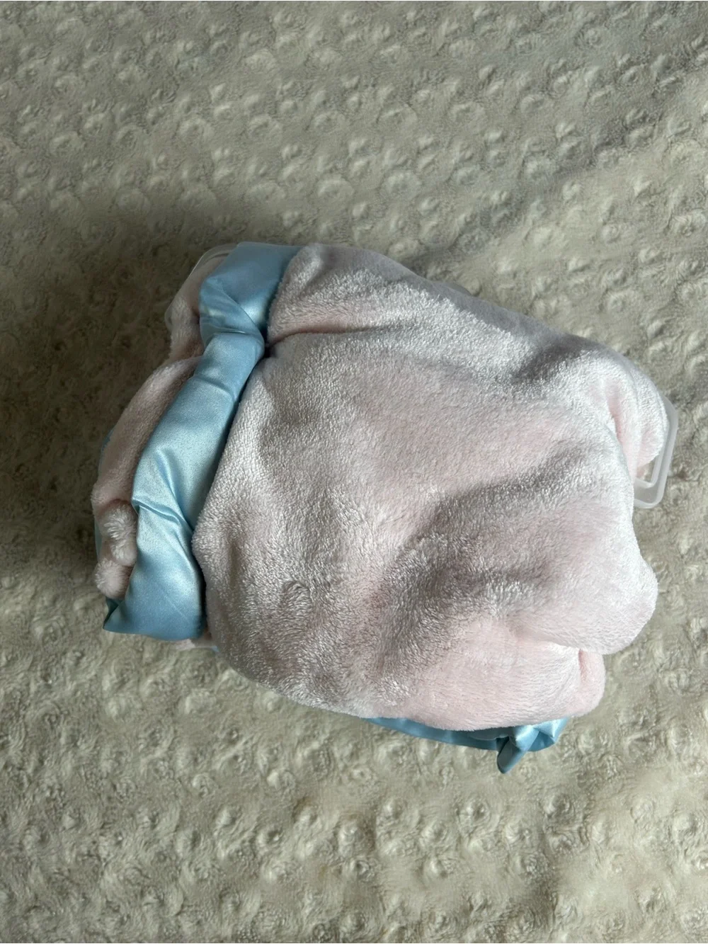 Lullaby Baby Pink Unicorn Pegasus Blanket Blue Edge Trim White Hearts Gold NEW